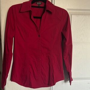 Express Women's Red Button-Up Shirt